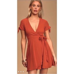Lulu’s Rust Orange Wrap Dress